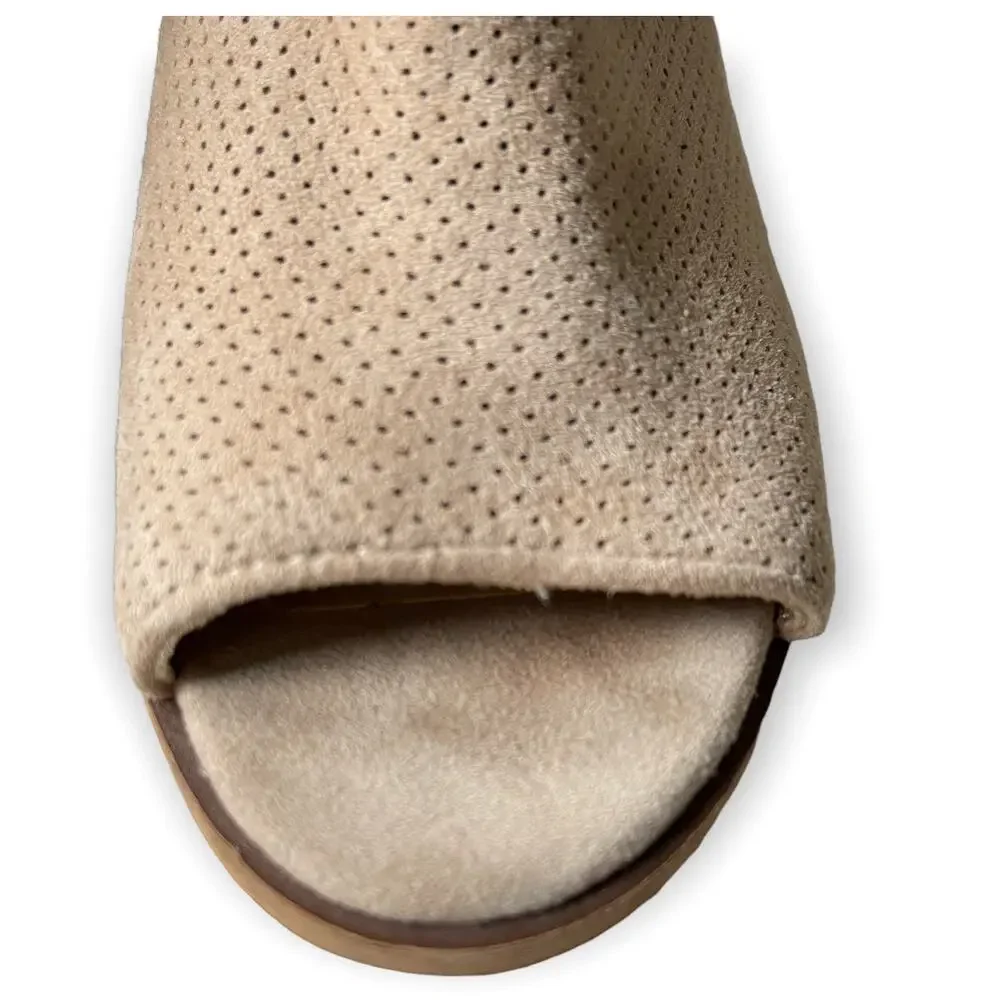 Steven Madden Ankle Boots Marco Suede Perforated Open Toe Sling Back Sandals 6.5